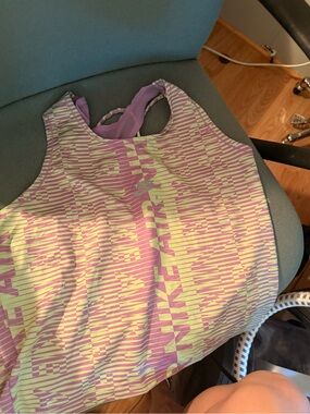 Nike Lavender and Pale Yellow Graphic Racerback Tank